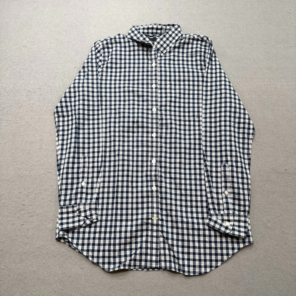 Banana Republic Gingham Shirt Men's Small Blue Button Down Soft Wash Long Sleeve